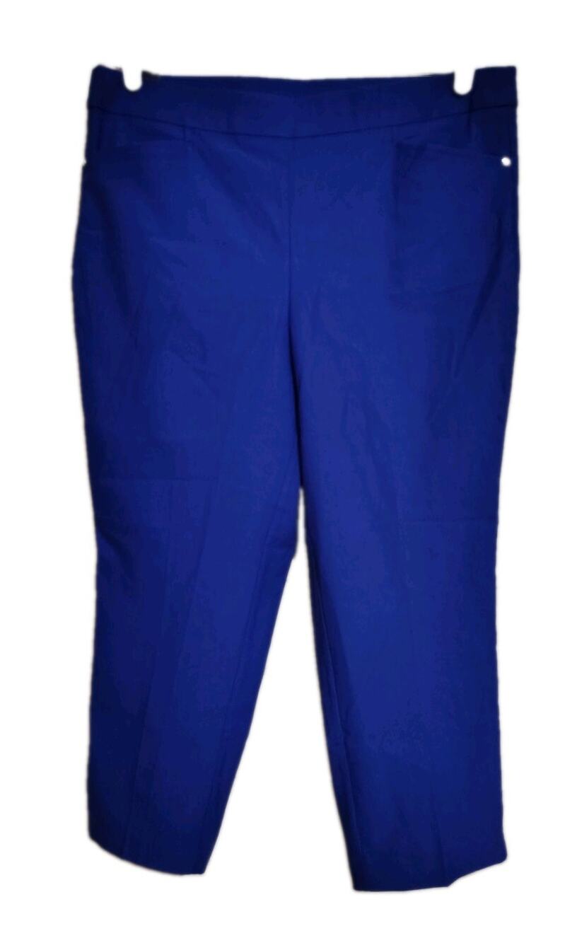 Rafaella Capri Pants Size 16 Woman's Lapis Blue Stretch New Pockets Cropped $59
